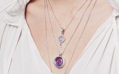 Faceted Locket Dangle Charm, Synthetic Amethyst Necklaces